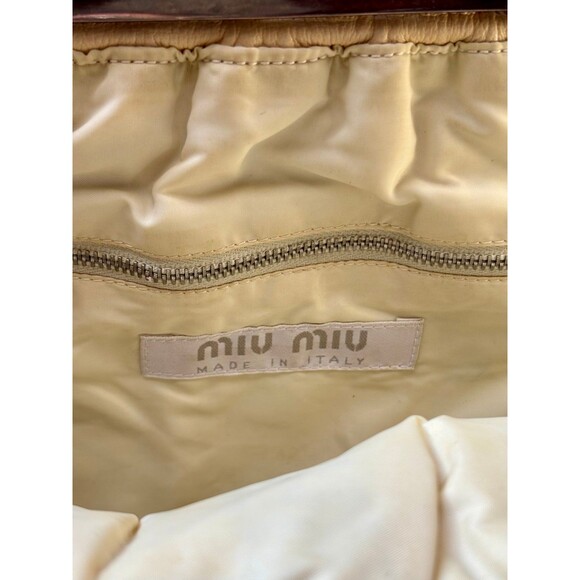 MIU MIU Prada 1999 Vintage Y2K Beige Leather Shoulder Bag w/Kiss Lock Closure - Picture 11 of 12